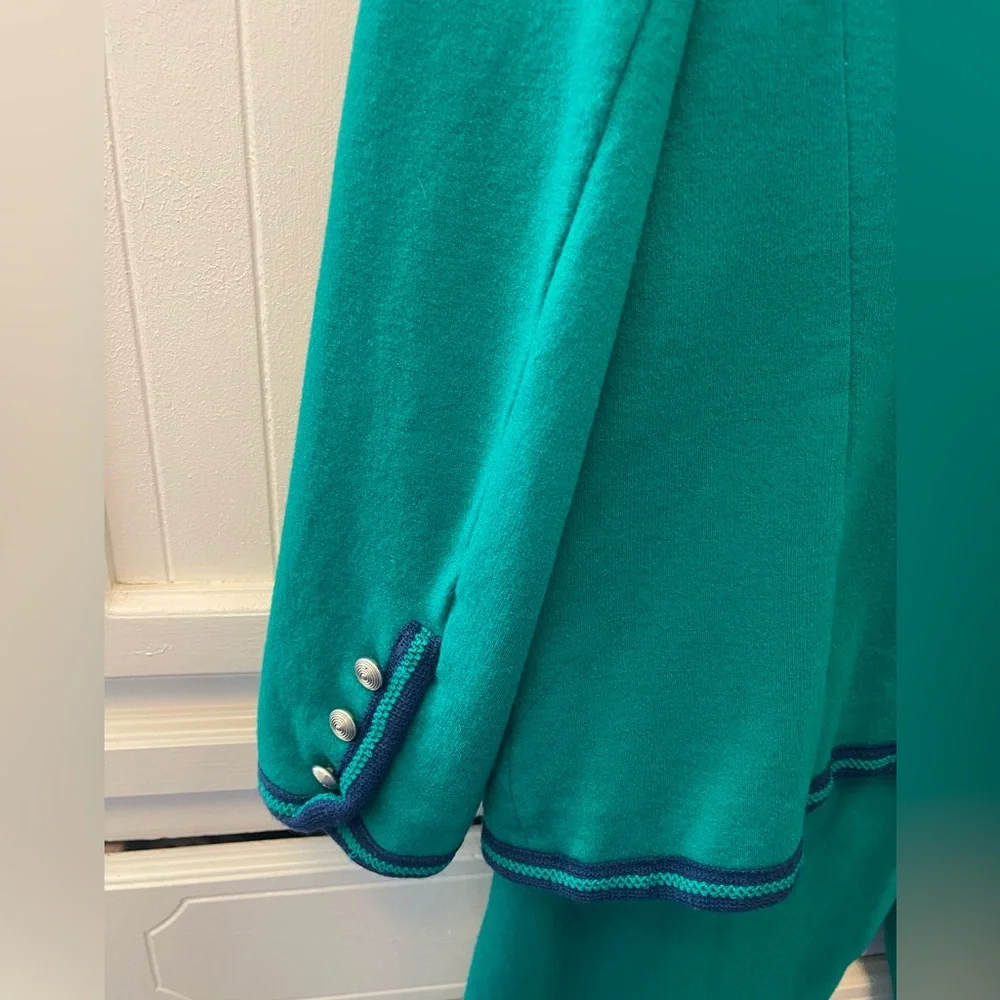 Bleyle Women’s Teal Green with Blue trim Blazer &Pants Vintage Wool Sz 14 Petite - Picture 8 of 16